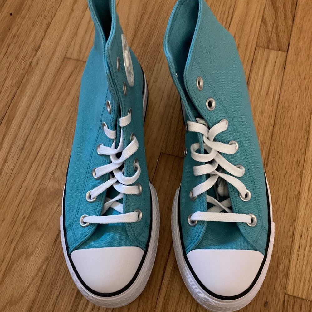 Teal  Platform Converse High Tops